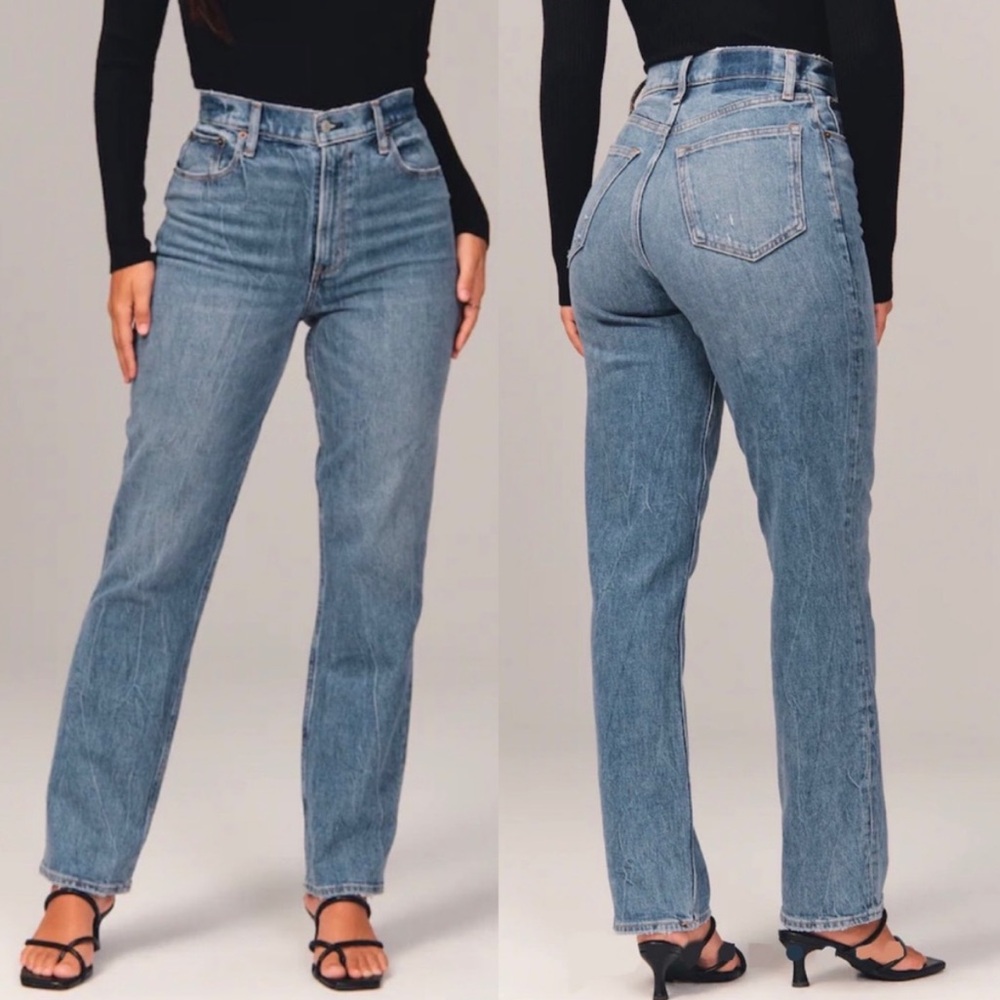 Abercrombie & Fitch Women's Blue Straight Leg Jeans